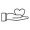 Donation heart hand icon, outline style