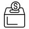 Donation money box icon outline vector. People donate