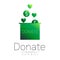 Donation sign icon. Donate money box and herat. Charity or endowment symbol. Human helping. on white background. Vector