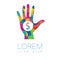 Donation sign icon. Donate money hand. Charity or endowment symbol. Human helping. on white background. Vector.Rainbow