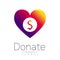Donation sign icon. Donate money heart. Charity or endowment symbol. Human helping. on white background. Vector.Violet