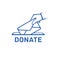 Donation vector icon. Donate money and charity concept. Hand putting envelope to the donation box icon.