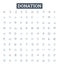 Donation vector line icons set. Gift, Offering, Grant, Contribution, Endowment, Aid, Subsidy illustration outline