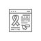 Donation website, web page with awareness ribbon, organs transplant line icon.