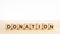 Donation word on wooden block shape