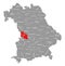 Donau-Ries county red highlighted in map of Bavaria Germany