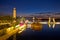 Donauinsel of Vienna Dandube coastline evening view