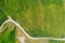 Done aerial image of agriculture field farmland. Harvesting outdoor, Cyprus