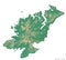 Donegal, county of Ireland, on white. Relief