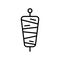 Doner kebab icon. Linear logo of spit meat for shawarma. Black simple illustration of turkish fast food. Contour isolated vector