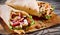 Doner kebab in a tortilla wrap