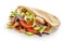 Doner kebab on white background