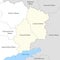 Donetsk and Lugansk regions within Ukraine map template for your design