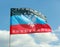 Donetsk Republic Flag on background of sky