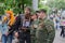 Donetsk, Ukraine - May 09, 2017: Famous Russian biker Alexander Zaldostanov is photographed with citizens of Donetsk