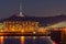 Dongjak Bridge and Seoul tower at Night in Seoul, South Korea