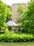 Donjon, bandstand and moat of Duurstede castle in Wijk bij Duurstede, Netherlands