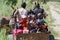 Donkey cart arrives at country stop to collect school children