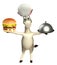 Donkey cartoon character with burger and cloche