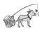 Donkey chasing carrot sketch vector illustration