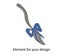 Donkey Eeyore. tail. Blue bow illustration on a white background. Element for your design