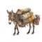 donkey equipped with a seat and luggage isolated.Generative AI