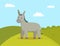 Donkey Farm Animal Graze on Meadow Colorful Banner