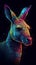 Donkey head with abstract colorful design on black background, digital illustration
