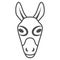 Donkey head thin line icon, Farm animals concept, mule face sign on white background, Donkey head silhouette icon in