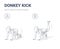 Donkey Kick Woman Home Workout Exercise Guidance Outline Concept Illustration.