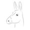 Donkey muzzle silhouette in minimalist style. The design is suitable for modern tattoos, decor, logo, icon, symbol, farm
