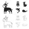 Donkey, owl, kangaroo, shark.Animal set collection icons in black,outline style vector symbol stock illustration web.