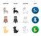 Donkey, owl, kangaroo, shark.Animal set collection icons in cartoon,black,outline,flat style vector symbol stock