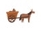 Donkey Pulling Wooden Cart with Coffee Bags, Coffee Industry Production Stage Vector Illustration