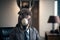 A donkey in a suit in an office, ai generated