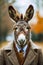 Donkey wearing glasses and suit. Generative AI