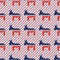 Donkeys seamless pattern on red and blue stripes.