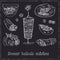 Donner kebeb cuisine Menu doodle icons Vector illustration on chalkboard
