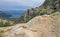 Donner Lake, California and railroad tunnel