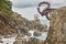 Donostia coastline landmark rock formations. Peine del viento. Spain