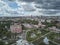 Donskoy Monastery is a major monastery in Moscow. Orthodox Church. Moscow. Russia. Aerial drone view