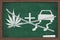 Dont do cannabis and drive message on a chalkboard