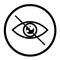 Dont look vector icon, crossed out eye illustration. simple icon. White icon