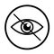 Dont look vector icon, crossed out eye illustration. simple icon. White icon