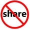 Dont share stop icon on white background. No share prohibited sign. flat style