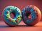 donut Antropomorphic cute cartoon illustration 3D stile. Ai Generated