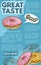Donut bakery dessert retro sketch poster template