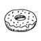 Donut black line hand drawn illustration