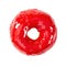 Donut with bright red glossy mirror glaze