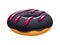 Donut in cartoon style vector illustration. Trendy black food.